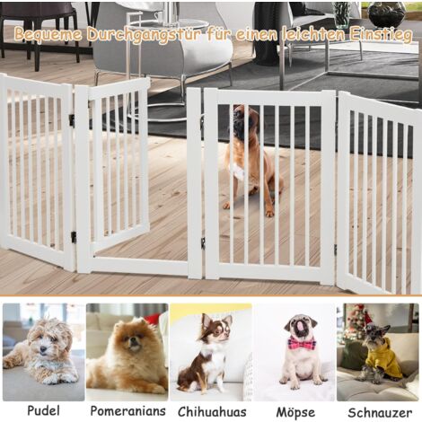 COSTWAY Absperrgitter Hunde 76 cm hoch, 4 Paneele Schutzgitter Holz mit