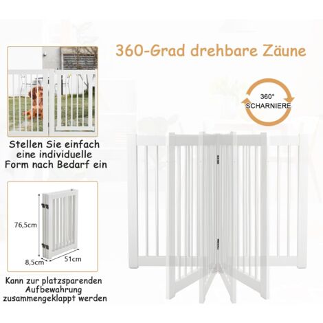 COSTWAY Absperrgitter Hunde 76 cm hoch, 4 Paneele Schutzgitter Holz mit