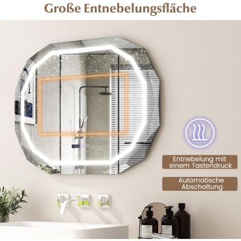 COSTWAY beleuchteter Badspiegel Antibeschlag, LED-Badezimmerspiegel mit ...