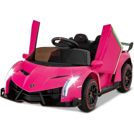 COSTWAY Lamborghini Elektroauto für Kinder, Kinderfahrzeug mit 2,4-G Fernbedienung & LED Scheinwerfer & Hupe & Musik, Elektrofahrzeug 3-6 km/, Kinderauto Elektro für Kinder ab 3 Jahre Rosa