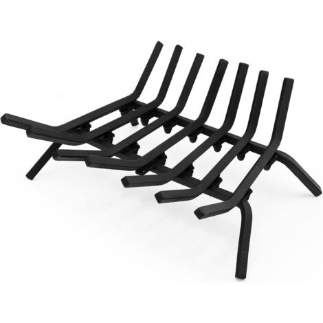 COSTWAY 46 cm langer Kaminrost, robuster Kaminholzhalter aus Schmiedeeisen mit dicken Eisenstangen & erhöhtem Design, Kaminholzregal für Kamine, Feuerstellen im Freien