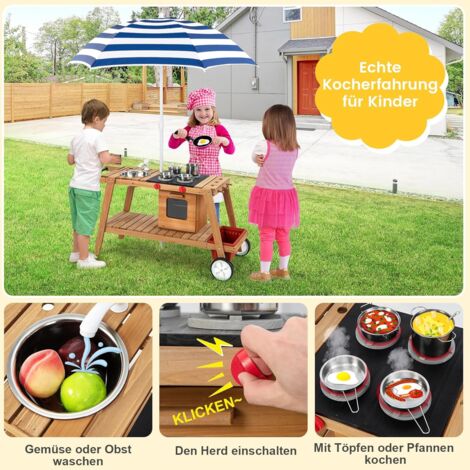 Matschküche Aus Holz - Outdoor-Küche Für Kinder 3-8 Jahre
