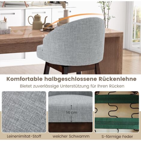 Lexicon Autrey Barhocker - 2 Stück, Drehbar, Kneipenhöhe, Kreuzrücken, Grau/Weiß, Aus Massivholz