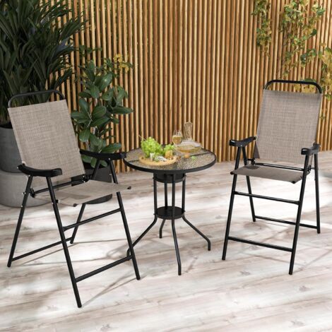 COSTWAY 2er Set Gartenstühle, hohe Klappstühle mit Fußstütze, Sitzhöhe