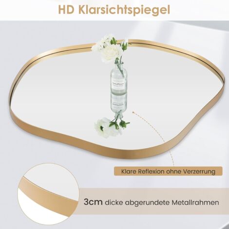 COSTWAY Onregelmatige wandspiegel, asymmetrische spiegel, ingelijste hangspiegel, moderne cosmeticaspiegel voor aan de muur