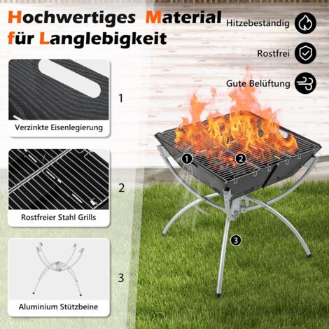 FANTASK 2-in-1 Tischgrill - Tragbarer Campinggrill Mit Tragetasche