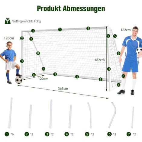 COSTWAY 365 x 182 cm Fußballtor, Fussballtore für Garten Kinder