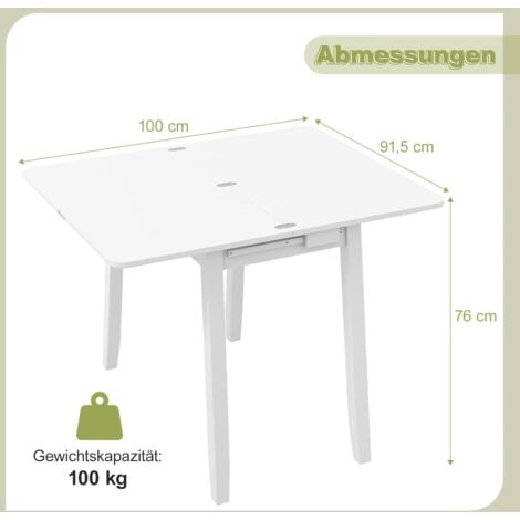 COSTWAY Esstisch Klappbar, Ausziehbarer Küchentisch für 4 Personen