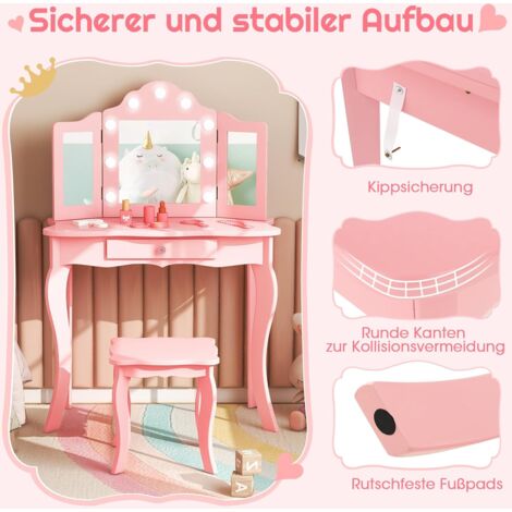 Produktbild von DREAMADE 2 In 1 Schminktisch Kinder, Schminktisch Set Mit