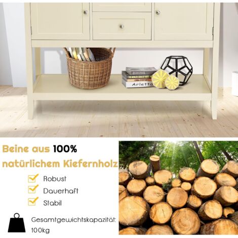 BELLEZE Beistelltisch Mit Schubladen & Schränken - 160x40x82 Cm, Dunkle Walnuss, Modernes Sideboard