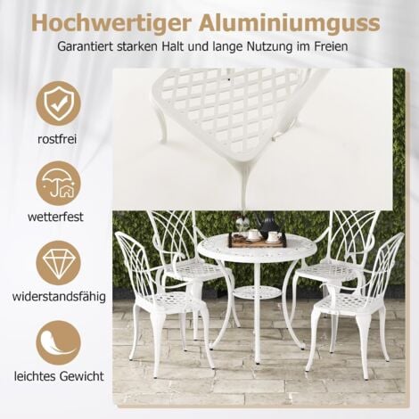 JARDIN DE CENTENNIAL Bistrotisch-Set Aus Aluminiumguss - Outdoor Möbel Mit Blatt Design
