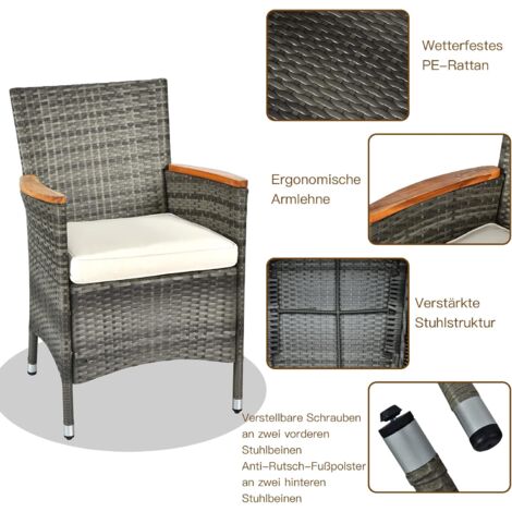 COSTWAY Rattan Sitzgruppe für 8 Personen, Gartenmöbel Polyrattan 9