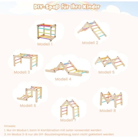 COSTWAY Klettergerüst Indoor, Kletterdreieck mit Rutsche, DIY