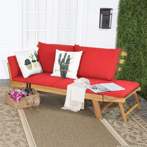 COSTWAY Gartenbank mit Liegefunktion, Gartensofa mit Auflagen und