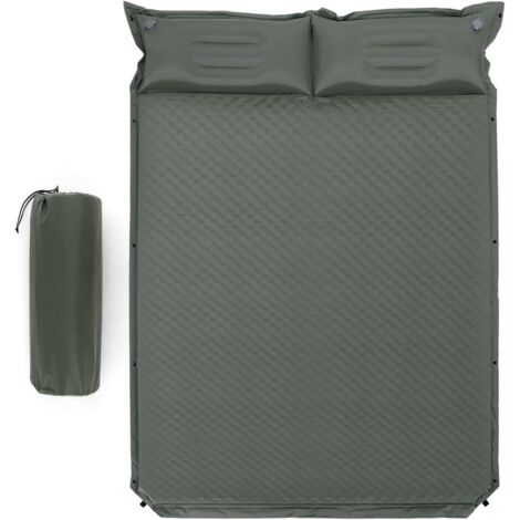 COSTWAY Camping Isomatte Selbstaufblasend, 2 Personen Campingmatte mit Kissen, Ultraleicht, wasserdicht, Luftmatratze Camping Matratze Schlafmatte für Camping, Wandern, Strand, Reisen