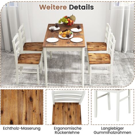 HAUSPROFI Esstisch Set 5-teilig - Sechseckiger Tisch Mit 4 Samtstühlen