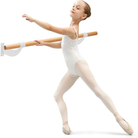 COSTWAY 120cm Lange Ballettstange Wandmontage, Tanzstange aus Holz, inkl. Wandabstand (1/5)