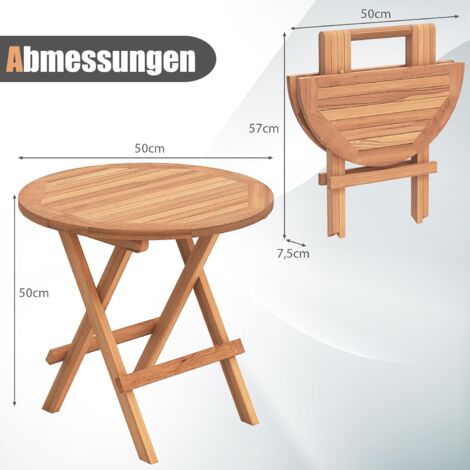 COSTWAY Beistelltisch klappbar, wetterfester Klapptisch aus Teakholz