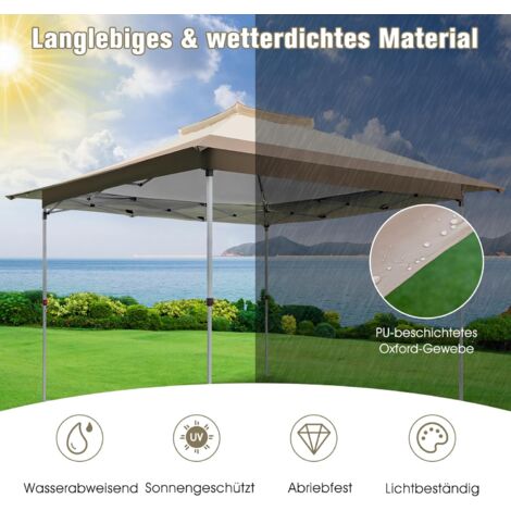 HOMASIS 4x4 M Pavillon – Höhenverstellbar, Wasserdicht Mit Doppeldach & Tragetasche