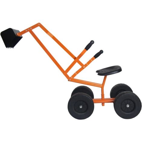 COSTWAY Sitzbagger, Kinderbagger zum Aufsitzen aus Metall, Sandbagger mit Schaufel, Bagger Spielzeug, Schaufelbagger Aufsitzbagger Rutscher Bagger für Kinder ab 3 Jahren (Orange)
