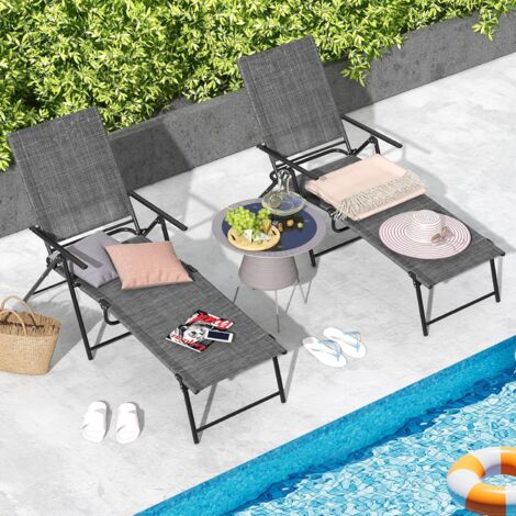 COSTWAY 2er Set Sonnenliege klappbar, Gartenliege mit Verstellbarer