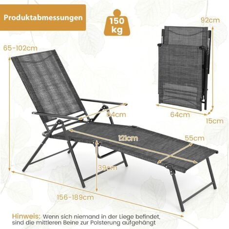 COSTWAY 2er Set Sonnenliege klappbar, Gartenliege mit Verstellbarer
