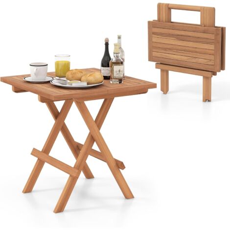 Kurgarten Klapptisch JAKAMI Aus Teakholz - 75x75 Cm, Stahlgestell Schwarz