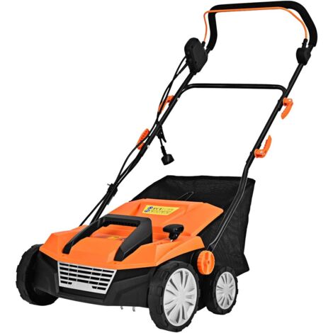 COSTWAY Elektro Vertikutierer Rasenlüfter, 1800W, 2 Stufen Arbeitstiefe, 38 cm Arbeitsbreite, 45 L Fangkorb, Messerwalze & Lüfterwalze, Rasen Vertikutierer für Garten (Orange, 38 cm Arbeitsbreite) (1/5)