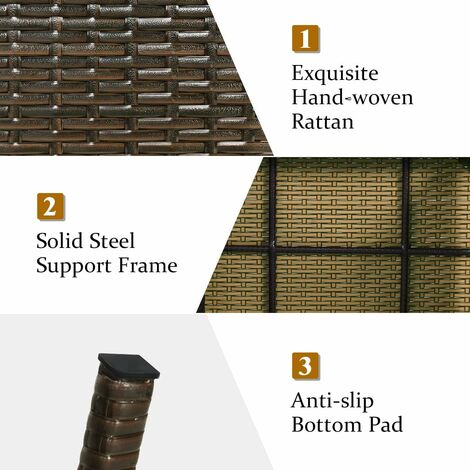 COSTWAY Polyrattan Beistelltisch Rattantisch klappbar, Gartentisch,Bistrotisch Balkontisch Kaffeetisch Teetisch, 60x40x39cm, braun