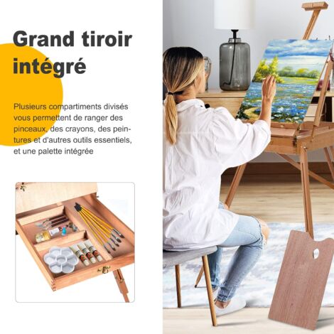 Chevalet De Table En Bois Réglable Et Pliable - Pour Aquarelle, Peinture à L'huile, Croquis - Idéal Pour Artistes Et Voyage