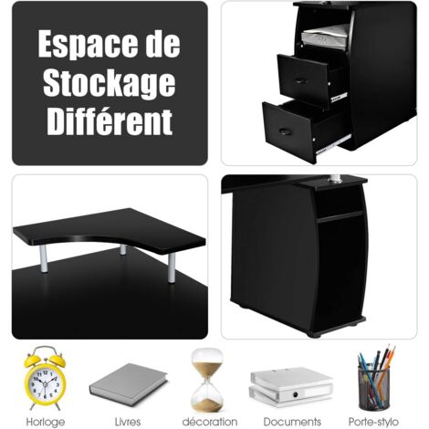 Costway Table De Bureau Pour Ordinateur Pc Avec Tablette Imprimante Tablette Clavier