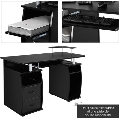 Bureau D'Ordinateur Avec 2 Tiroirs, Bureau D'Étude Compact Pour Ordinateur Portable Blanc 94907754