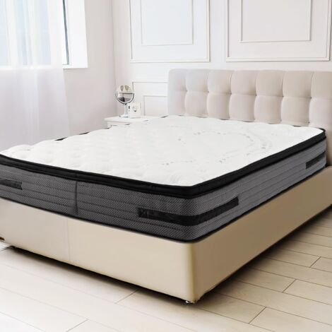 COSTWAY Matelas 140x200 cm, Mousse à Mémoire, Épaisseur32 cm, Matelas Hybride Infusé de Gel Frais H2, Housse en Tissu Tricoté Doux, Soutien à 7 Zones pour Soulager la Pression, Ultra Doux