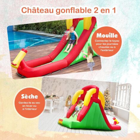 Piscine Enfant avec Jet d'Eau Aire de Jeux Aquatique Gonflable Motif Animaux Marins Pataugeoire Bébé 98L pour 2-6 Ans 178 x 157 x 67,5 cm