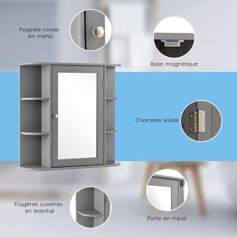 COSTWAY Armoire de salle de bain avec 2 tiroirs et 4 COSTWAY Armoire de salle de bain avec 2 tiroirs et 4