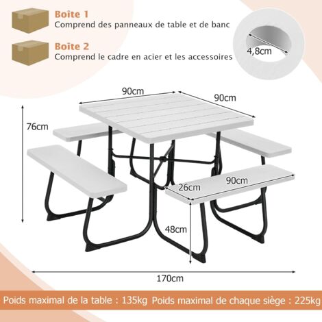 Table De Pique-nique 3 En 1 Enfants Avec Parasol - Bacs à Sable/eau Amovibles - Pour 4 Enfants (3-7 Ans)