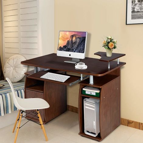 COSTWAY Computertisch mit 2 Schubladen & offenem Ablagefach