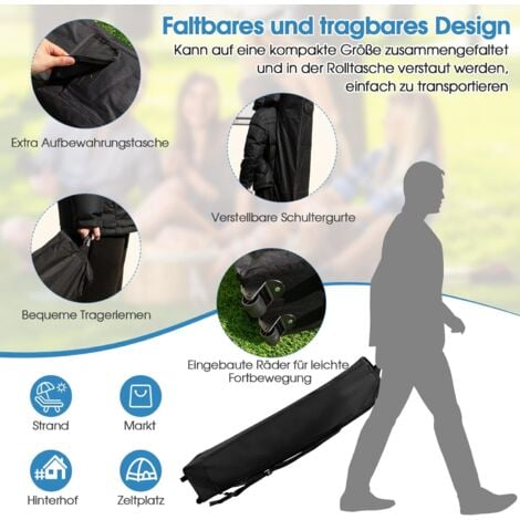 COSTWAY Pavillon 3x3m Pop Up - Gartenzelt Mit Seitenwand & Zubehör