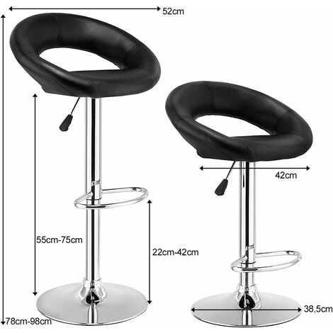 Sigmat 2 Stück Barhocker Abdeckung – Wasserdicht, Rutschfest, Rund 16,5 Zoll, Schwarz, PU