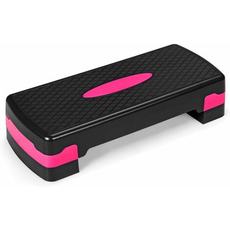 COSTWAY Hoehenverstellbarer Aerobic Stepper mit Zwei Stufen von 10 cm und 15 cm, Steppbrett bis 250KG belastbar, Stepbench, Fitness Stepper fuer das Heim-Fitness schwarz