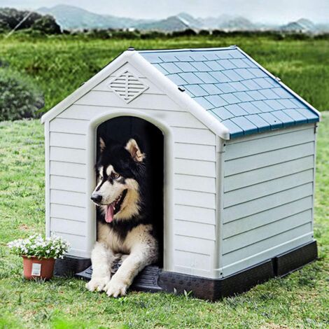 COSTWAY Hundehuette Kunststoff Hundehaus Plastik fuer Garten, Drinnen