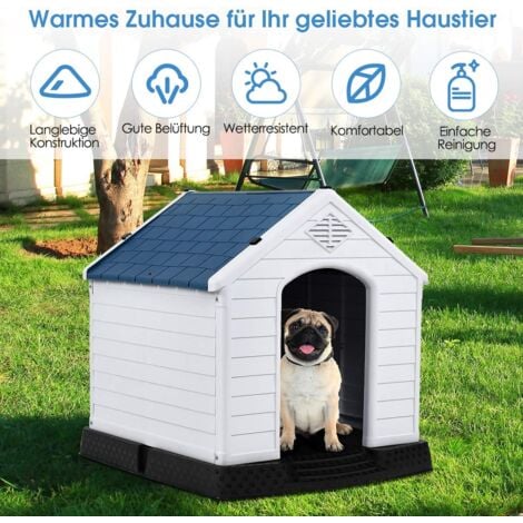 COSTWAY Hundehuette Kunststoff Hundehaus Plastik fuer Garten, Drinnen