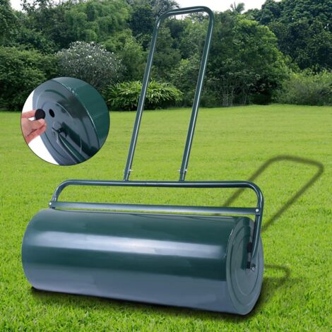 COSTWAY 48L Rasenwalze, 60cm breite Handwalze, Gartenwalze mit Schwerlasttrommel, Rasenroller Ideal für einen Ebenen und weichen Rasen Gruen