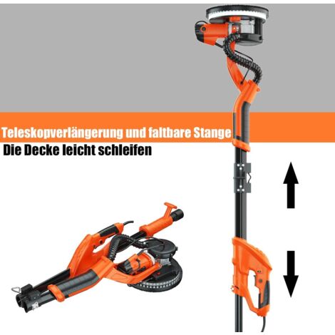 Costway Trockenbauschleifer Deckenschleifer Staubsammelsystem Wandschleifmaschine 750w 800 1750 U Min 225mm 12 Schleifscheiben Led Licht