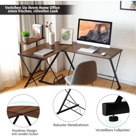 Sogesfurniture L-Form Eckschreibtisch: Großzügiger Computertisch Für Homeoffice & Gaming