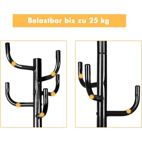 COSTWAY Garderobenstaender Metall mit 8 Haken, Kleiderstaender Stahl, Garderobe fuer Kleidung, Jacken, Huete, Taschen 30x30x175cm