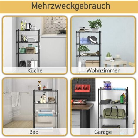 Smusei 4-stufiges Lagerregal Aus Holz - Einstellbare Höhe, Für Küche, Büro & Wohnzimmer