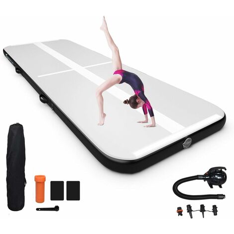 COSTWAY 3M Air Track mit elektrischer Pumpe, Gymnastikmatte aufblasbarer, Tumbling Matte inkl. Tragetasche, Turnmatte zum Trainieren von Gymnastik, Yoga und Cheerleading