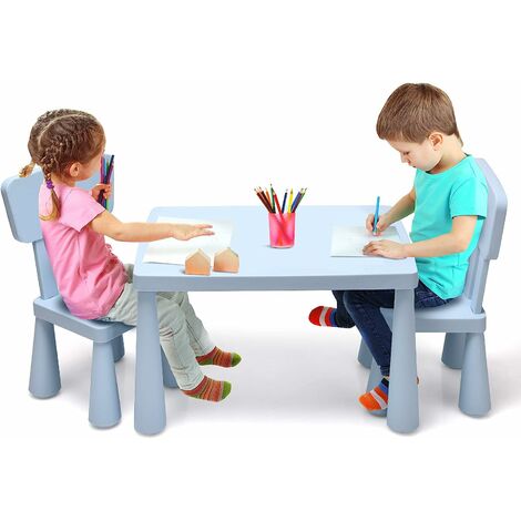 Tisch mit Stühlen Kindersitzgruppe Holz Kindertisch Kindersitzgarnitur BLAU 
