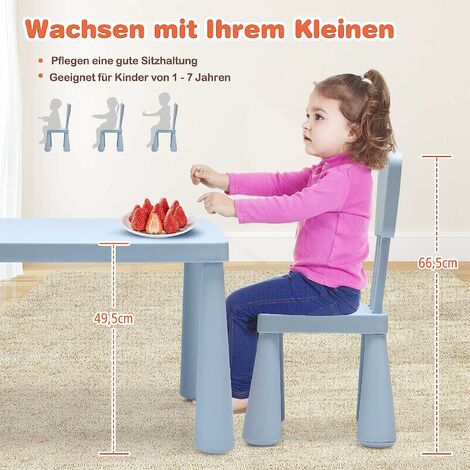 Kindertisch mit 2 stühle 3 tlg Set: Sitzgruppe für Kinder Tisch blau/natur 2 Stühle/Kindermöbel für Jungen & Mädchen Kindersitzgruppe